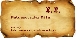Matyasovszky Máté névjegykártya