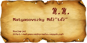 Matyasovszky Máté névjegykártya